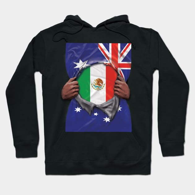Mexico Flag Australian Flag Ripped - Gift for Mexican From Mexico Hoodie by Country Flags